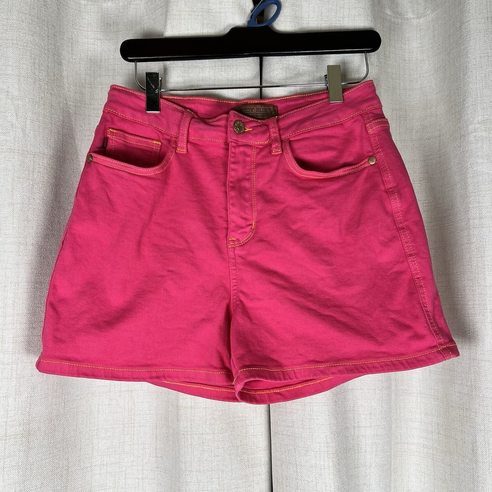 Judy Blue Garment Dyed Denim‎ Hot Pink High Rise Jean Shorts Women's Medium